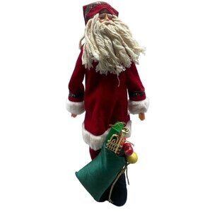 Brinn's 1994 Christmas Santa Claus skinny figurine toy bag felt red green READ